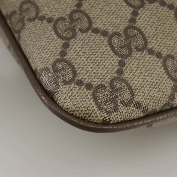 GUCCI GG Supreme Web Sherry Line Shoulder Bag PVC Beige Gold Auth 110668 - Picture 4 of 16